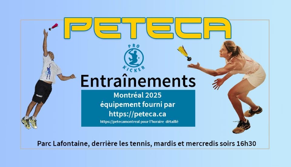 Poster des entraînements de Peteca Montréal pour la saison printemps - été - automne 2025