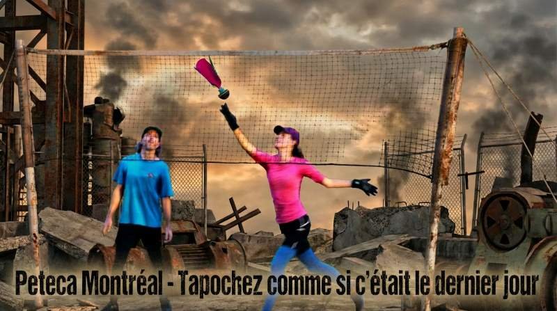 2 joueurs de Peteca s'exercent dans un paysage apocalyptique
